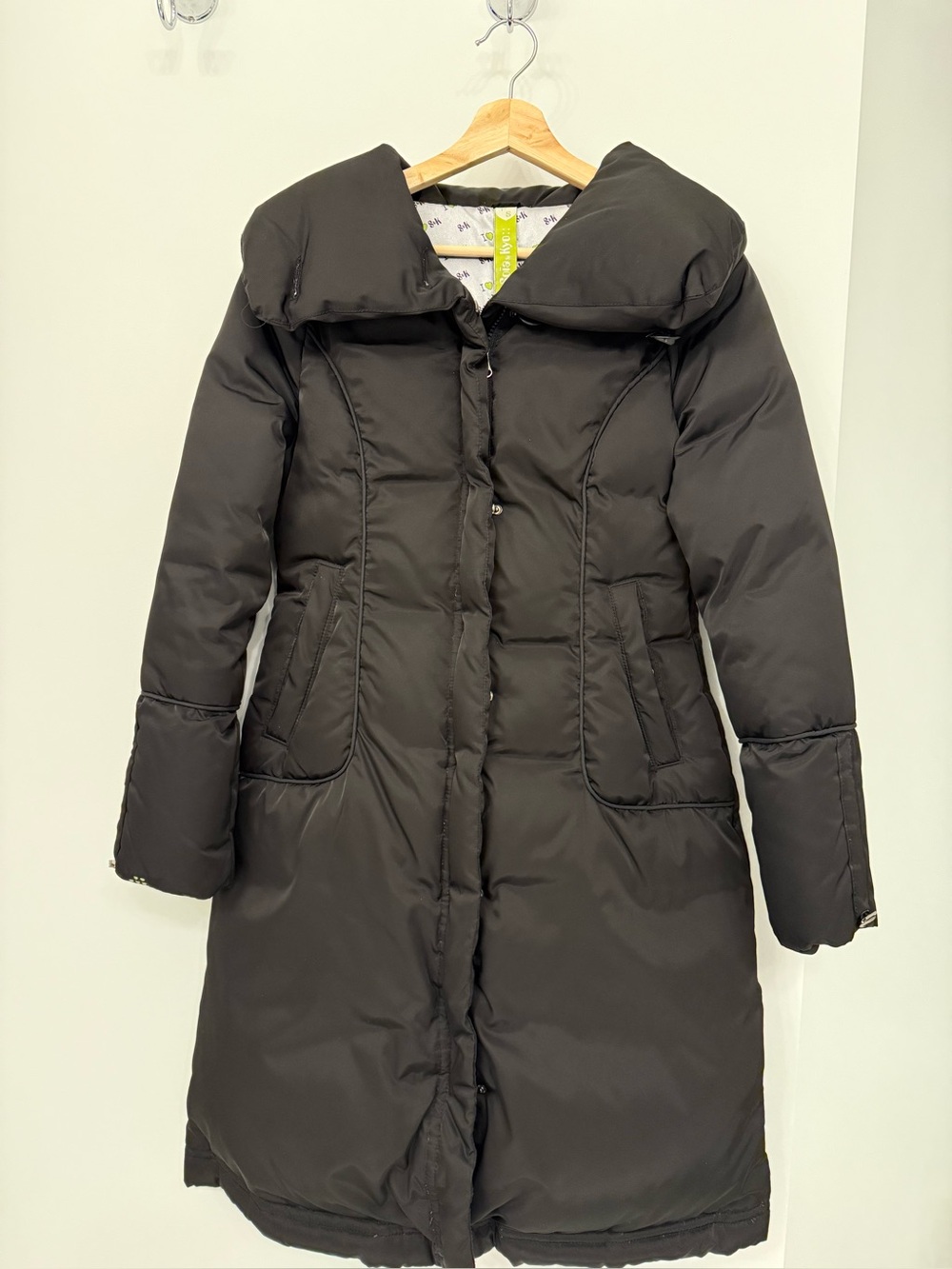 Soia & Kyo black winter down jacket, knee length, size S, super warm
